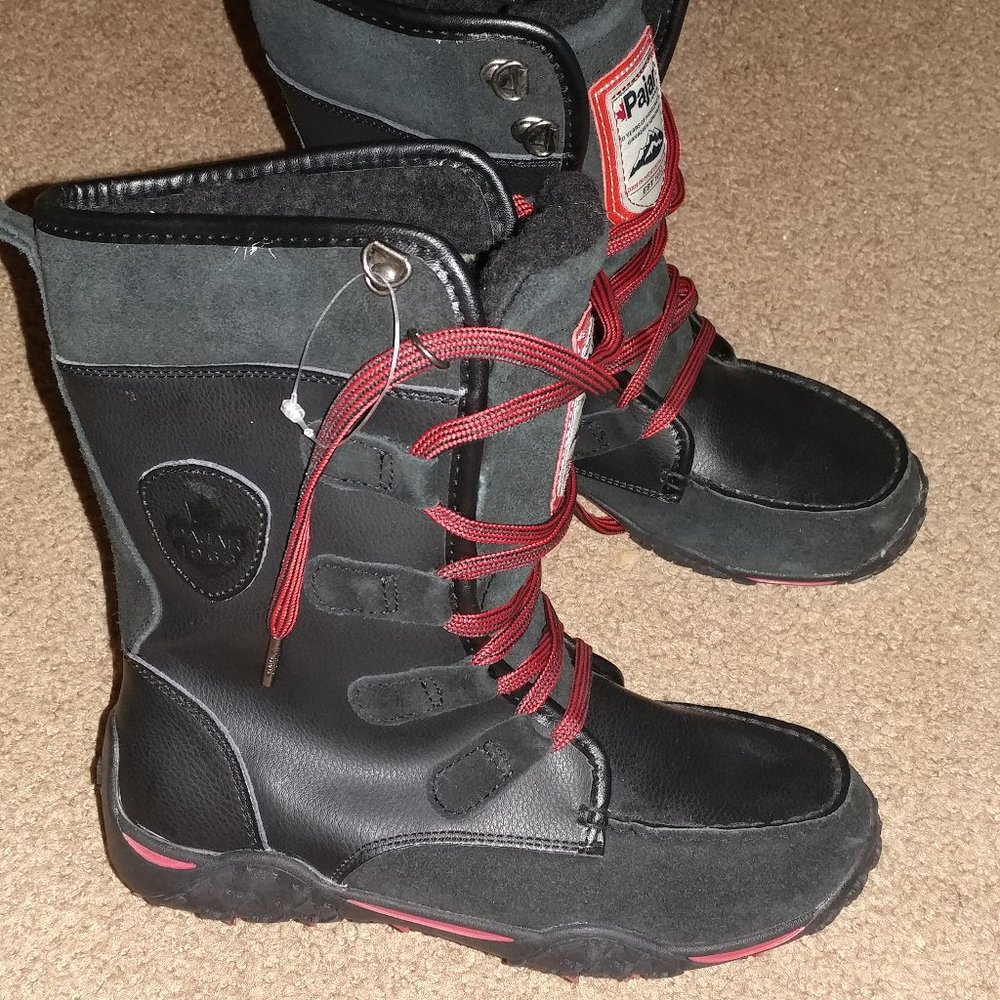 Pajar Canada: Black Leather Lace-Up Waterproof Boots: Women's US Size 5.5/EUR 36